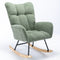 Supfirm Rocking Chair with Pocket, Soft Teddy Fabric Rocking Chair for Nursery, Comfy Wingback Glider Rocker with Safe Solid Wood Base for Living Room Bedroom Balcony (green)