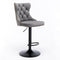 A&A Furniture,Swivel Velvet Barstools Adjusatble Seat Height from 25-33 Inch,17.7 inch base, Modern Upholstered Bar Stools with Backs Comfortable Tufted for Home Pub and Kitchen Island,Gray,Set of 2 - Supfirm