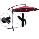 Supfirm 10 ft Outdoor Patio Umbrella Solar Powered LED Lighted Sun Shade Market Waterproof 8 Ribs Umbrella with Crank and Cross Base for Garden Deck Backyard Pool Shade Outside Deck Swimming Pool