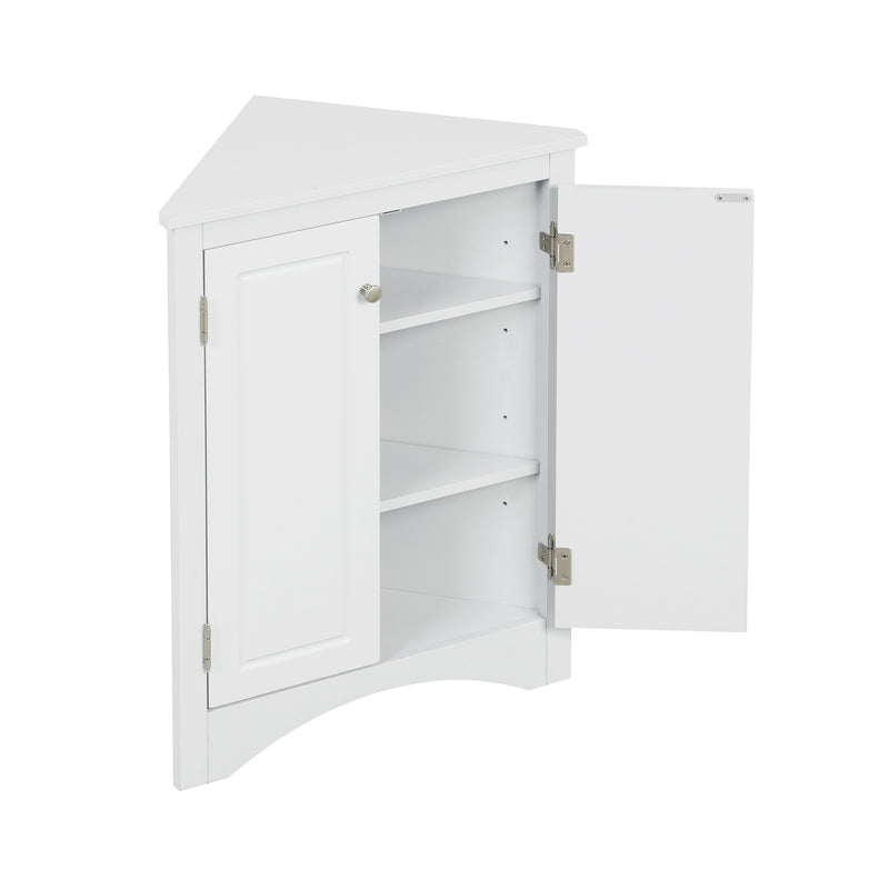 Supfirm White Triangle Bathroom Storage Cabinet with Adjustable Shelves, Freestanding Floor Cabinet for Home Kitchen