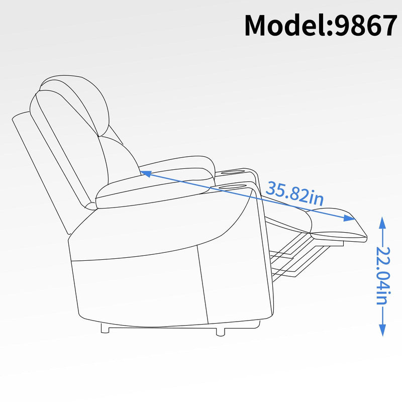 Okin motor Up to 350 LBS Chenille Power Lift Recliner Chair, Heavy Duty Motion Mechanism with 8-Point Vibration Massage and Lumbar Heating, USB and Type-C Ports, Stainless Steel Cup Holders, Blue - Supfirm