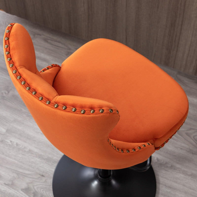 A&A Furniture,Swivel Velvet Barstools Adjusatble Seat Height from 25-33 Inch,17.7inch base, Modern Upholstered Bar Stools with Backs Comfortable Tufted for Home Pub and Kitchen Island,Orange,Set of 2 - Supfirm