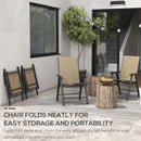 Supfirm Set of 4 Patio Folding Chairs, Stackable Outdoor Sling Patio Dining Chairs with Armrests for Lawn, Camping, Dining, Beach, Metal Frame, No Assembly, Light Mixed Brown