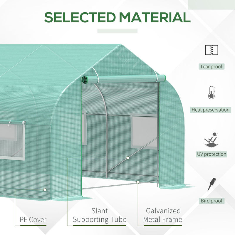 Supfirm 20' x 10' x 7' Outdoor Walk-in Greenhouse, Tunnel Green House with Roll-up Windows, Zippered Door, PE Cover, Heavy Duty Steel Frame, Green