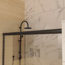 Supfirm 60 in. x 70 in. Traditional Sliding Shower Door in Matte black with Clear Glass