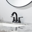 Supfirm Two Handle Matte Black Bathroom Faucet, Swivel Spout with Pop-up Drain Assembly