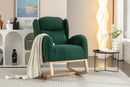 Supfirm 049-Teddy Fabric Rocking Chair With Packet Wood Legs,Green