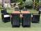 Supfirm EELIFEE 7 piece Outdoor Patio Wicker Dining Set Patio Wicker Furniture Dining Set w/Acacia Wood Top