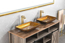 Supfirm 22.25" L -14.25" W -4 1/2" H Glass Rectangular Vessel Bathroom Sink in Gold  Set with gold Faucet and gold Pop Up Drain