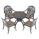 Supfirm Ø31.50-inch Cast  Aluminum Patio Dining Table with Black Frame and Umbrella Hole