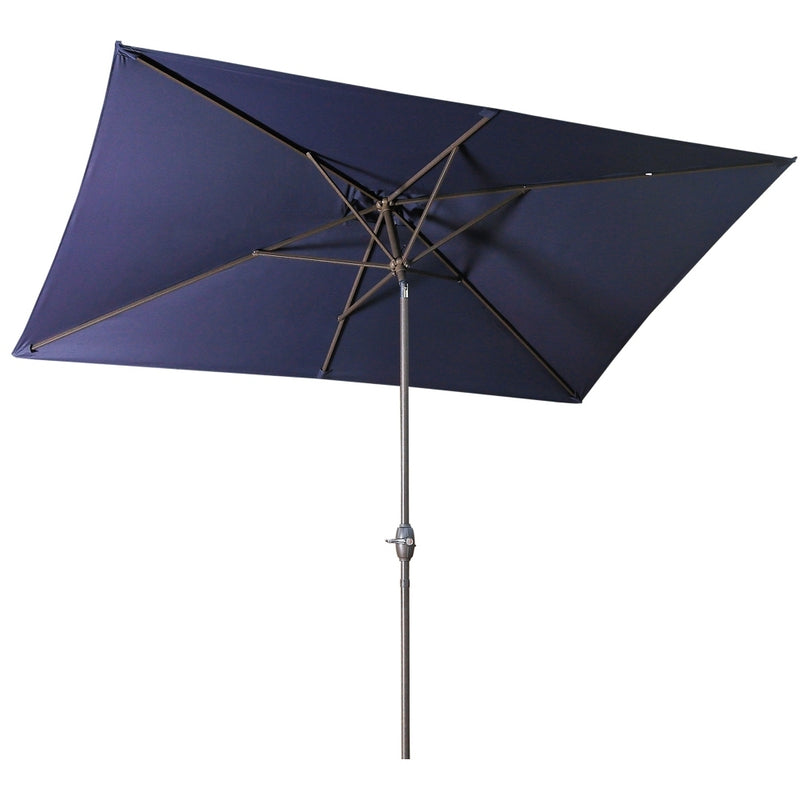 Supfirm Large Blue Outdoor Umbrella 10ft Rectangular Patio Umbrella For Beach Garden Outside Uv Protection