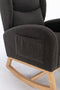 Supfirm 049-Teddy Fabric Rocking Chair With Packet Wood Legs,Dark Gray