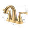 Supfirm 2 Handle 4 Inch Centerset Bathroom Sink Faucet with Pop-Up Drain, Brushed Gold