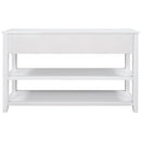 Supfirm TREXM Retro Design Console Table with Two Open Shelves, Pine Solid Wood Frame and Legs for Living Room (Antique White)