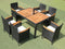 Supfirm EELIFEE 7 piece Outdoor Patio Wicker Dining Set Patio Wicker Furniture Dining Set w/Acacia Wood Top