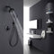 Supfirm Round Shower System Wall Mounted Shower Faucet Rain Mixer Combo Set, Rain Shower Head Shower Set for Bathroom in Matte Black