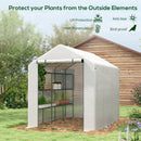 Supfirm Walk-in Greenhouse for Outdoors with Roll-up Zipper Door, 18 Shelves, PE Cover, Small and Portable Green House, Heavy Duty Humidity Seal, 95.25" x 70.75" x 82.75", White