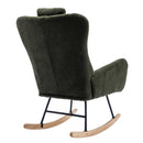 Supfirm 35.5 inch Rocking Chair with Pocket, Soft Teddy Fabric Rocking Chair for Nursery, Comfy Wingback Glider Rocker with Safe Solid Wood Base for Living Room Bedroom Balcony (dark green)