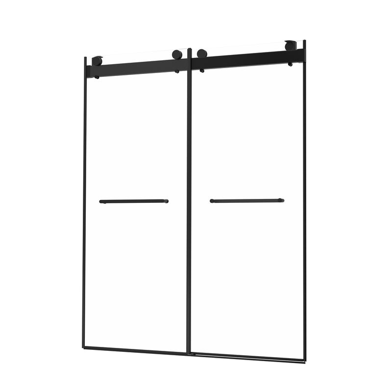 Supfirm Frameless Double Sliding Shower, 69" - 72" Width, 79" Height, 3/8" (10 mm) Clear Tempered Glass, , Designed for Smooth Door with Clear Tempered Glass and Stainless Steel Hardware in Matte Black Finish