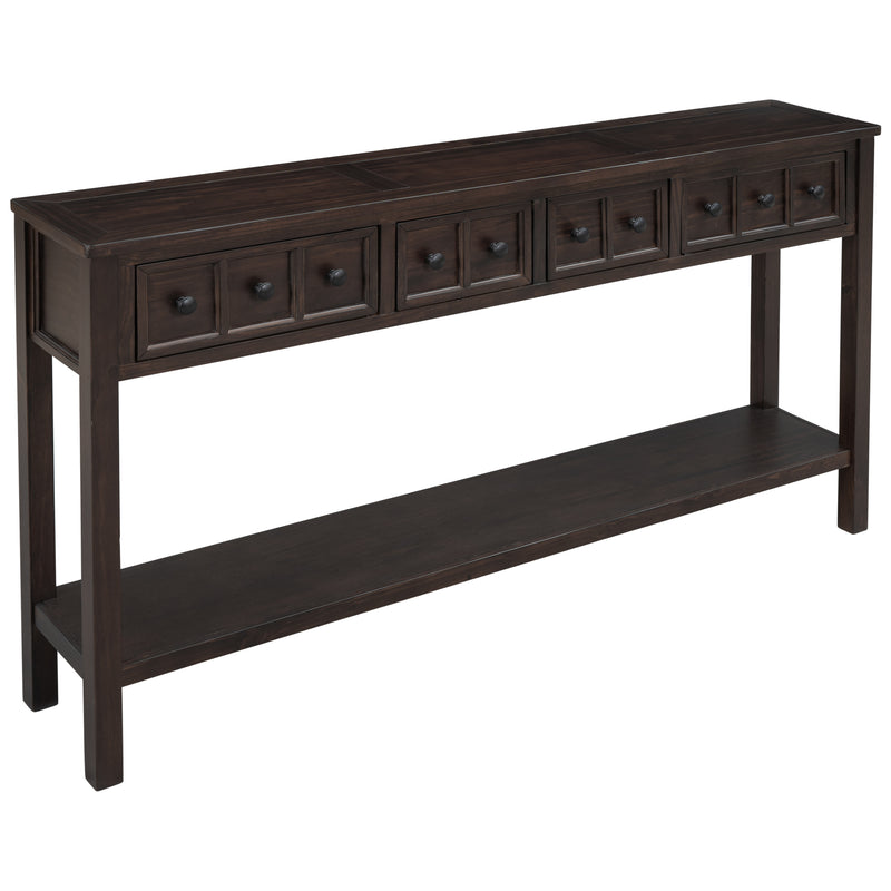 Supfirm TREXM Rustic Entryway Console Table, 60" Long Sofa Table with two Different Size Drawers and Bottom Shelf for Storage (Espresso)