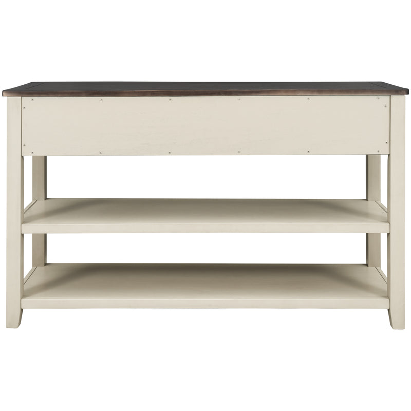 Supfirm TREXM Retro Design Console Table with Two Open Shelves, Pine Solid Wood Frame and Legs for Living Room (Espresso+Beige)