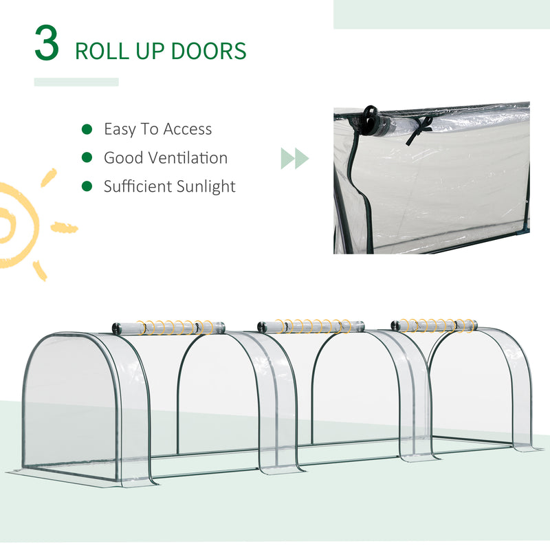 Supfirm 11' x 3' x 2.5' Mini Greenhouse, Portable Tunnel Green House with Roll-Up Zippered Doors, UV Waterproof Cover, Steel Frame, Clear