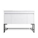 48" Bathroom Vanity with Sink,Bathroom Vanity Cabinet with Two Soft Close Cabinet Doors & soft-close Drawers,Bathroom Storage Cabinet with a Lower Open Shelf,with Metal Legs,White Ceramic Sink,White - Supfirm