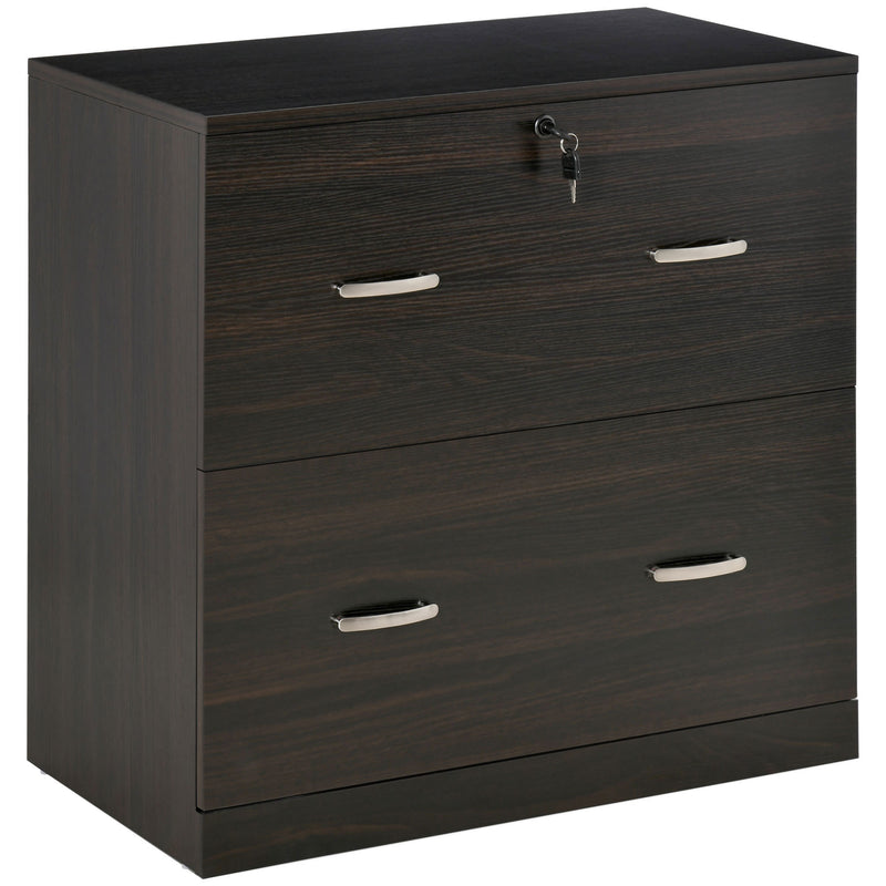 Supfirm Vinsetto 2-Drawer File Cabinet with Lock and Keys, Vertical Storage Filing Cabinet with Hanging Bar for Letter Size, Home Office, Walnut