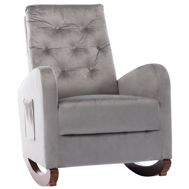 Supfirm Baby Room High Back Rocking Chair Nursery Chair , Comfortable Rocker Fabric Padded Seat ,Modern High Back Armchair