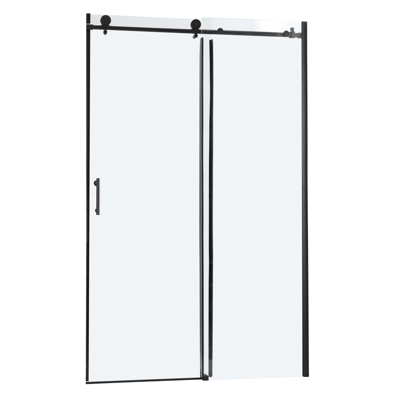 Supfirm Shower Door 48" W x 76"H Single Sliding Bypass Shower Enclosure,Matte Black