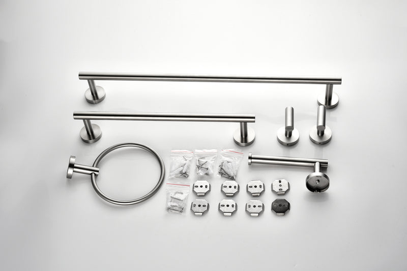 Supfirm 6 Piece Stainless Steel Bathroom Towel Rack Set Wall Mount