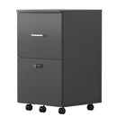 Supfirm File cabinet with two drawers with lock,Hanging File Folders A4 or Letter Size, Small Rolling File Cabinet Printer Stand office storage cabinet Office pulley movable file cabinet Dark Gray