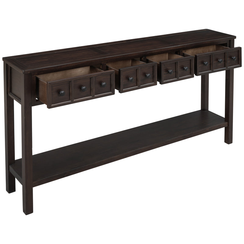 Supfirm TREXM Rustic Entryway Console Table, 60" Long Sofa Table with two Different Size Drawers and Bottom Shelf for Storage (Espresso)