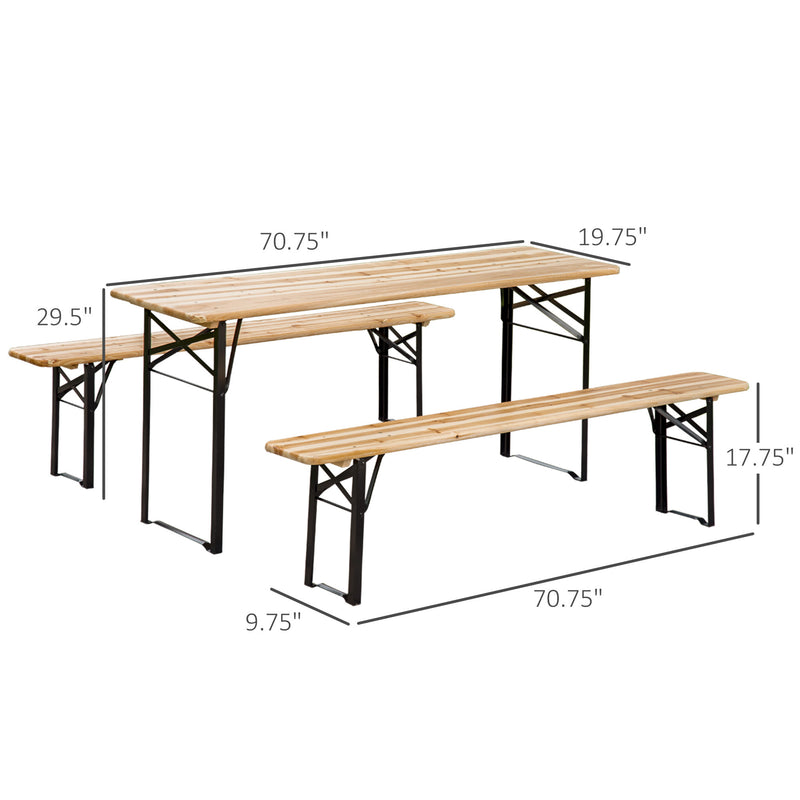 Supfirm 6' Portable Picnic Table and Bench Set, Outdoor Wooden Folding Camping Dining Table Set for Patio Garden Outdoor Activities