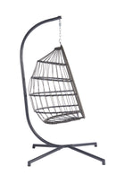 Supfirm Outdoor Garden Rattan Egg Swing Chair Hanging Chair  Light Gray Cushion