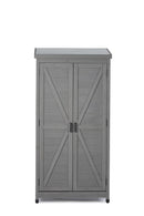 Supfirm Outdoor Storage Cabinet and Metal Top,Garden Storage Shed,Outdoor 68 Inches Wood Tall Shed for Yard and Patio