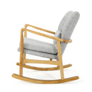 Supfirm Solid Wood Rocking Chair with Light Gray Linen Cushion