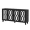 ON-TREND Buffet Cabinet with Adjustable Shelves, 4-Door Mirror Hollow-Carved TV stand for TVs Up to 65'', Multi-functional Console Table with Storage Credenza Accent Cabinet for Living Room, Black - Supfirm