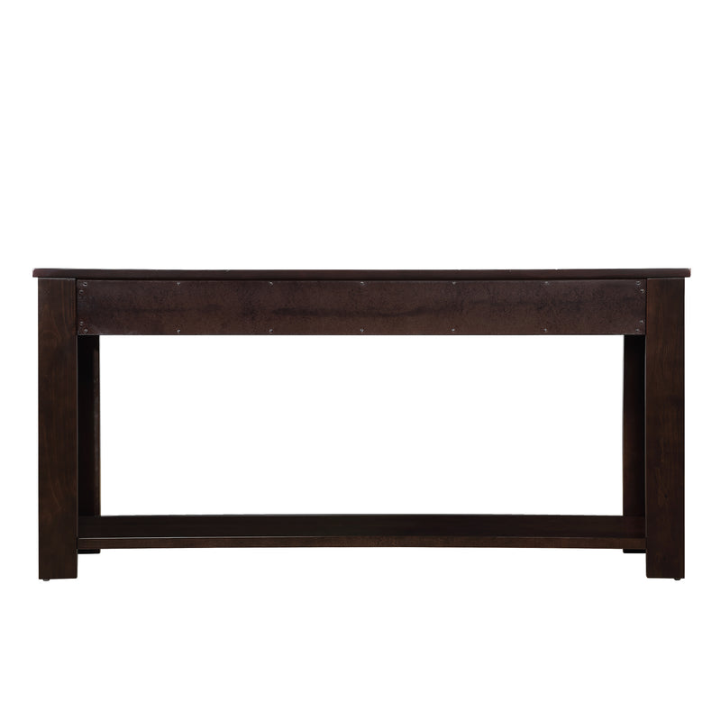 Supfirm 63" Pine Wood Console Table with 4 Drawers and 1 Bottom Shelf for Entryway Hallway Easy Assembly 63 inch Long Sofa Table  Light Espresso