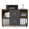 Supfirm Mobile filing cabinet with 2 drawers and 4 open storage cabinets, Walnut-dark gray