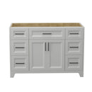 Solid Wood 48 Inch Bathroom Vanity Without Top Sink, Modern Bathroom Vanity Base Only, Birch solid wood and plywood cabinet, Bathroom Storage Cabinet with Double-door cabinet and 6 Drawers,Light Gray - Supfirm