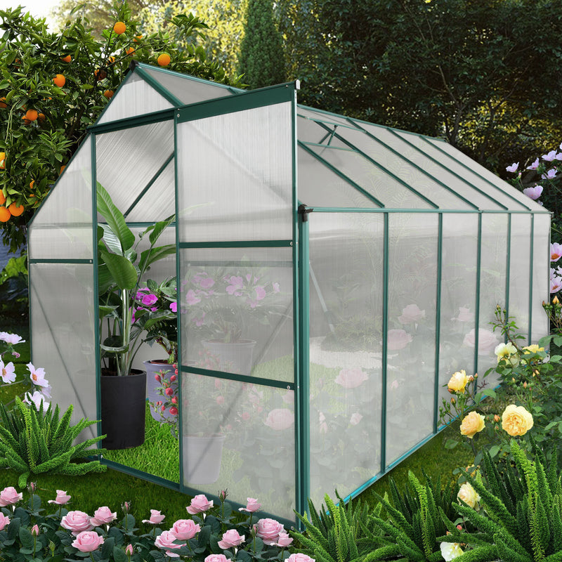 Supfirm 6x12 FT Polycarbonate Greenhouse Raised Base and Anchor Aluminum Heavy Duty Walk-in Greenhouses for Outdoor Backyard in All Season