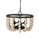 4 - Light Wood Chandelier, Hanging Light Fixture with Adjustable Chain for Kitchen Dining Room Foyer Entryway, Bulb Not Included - Supfirm