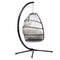 Supfirm Outdoor Patio Wicker Folding Hanging Chair,Rattan Swing Hammock Egg Chair With C Type Bracket , With Cushion And Pillow