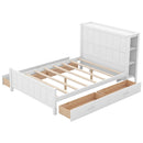 Full Size Platform Bed with Drawers and Storage Shelves, White - Supfirm