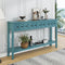 Supfirm TREXM Rustic Entryway Console Table, 60" Long Sofa Table with two Different Size Drawers and Bottom Shelf for Storage (Turquoise Green)