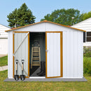 Supfirm Metal garden sheds 6ftx8ft outdoor storage sheds White+Yellow