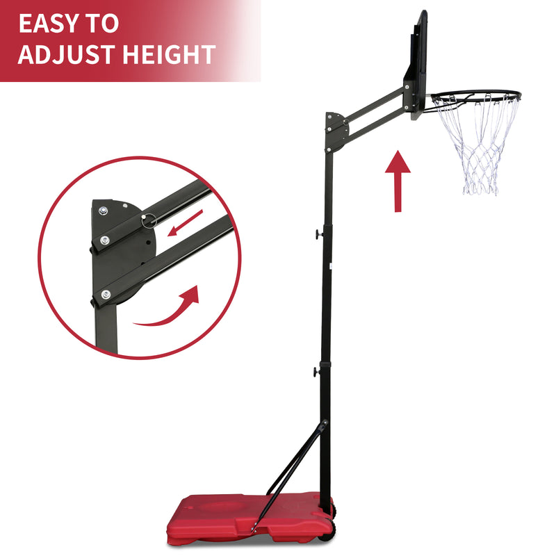 Supfirm Use for Outdoor Height Adjustable 4.8 to 7.7ft Basketball Hoop 44 Inch Backboard Portable Basketball Goal System with Stable Base and Wheels