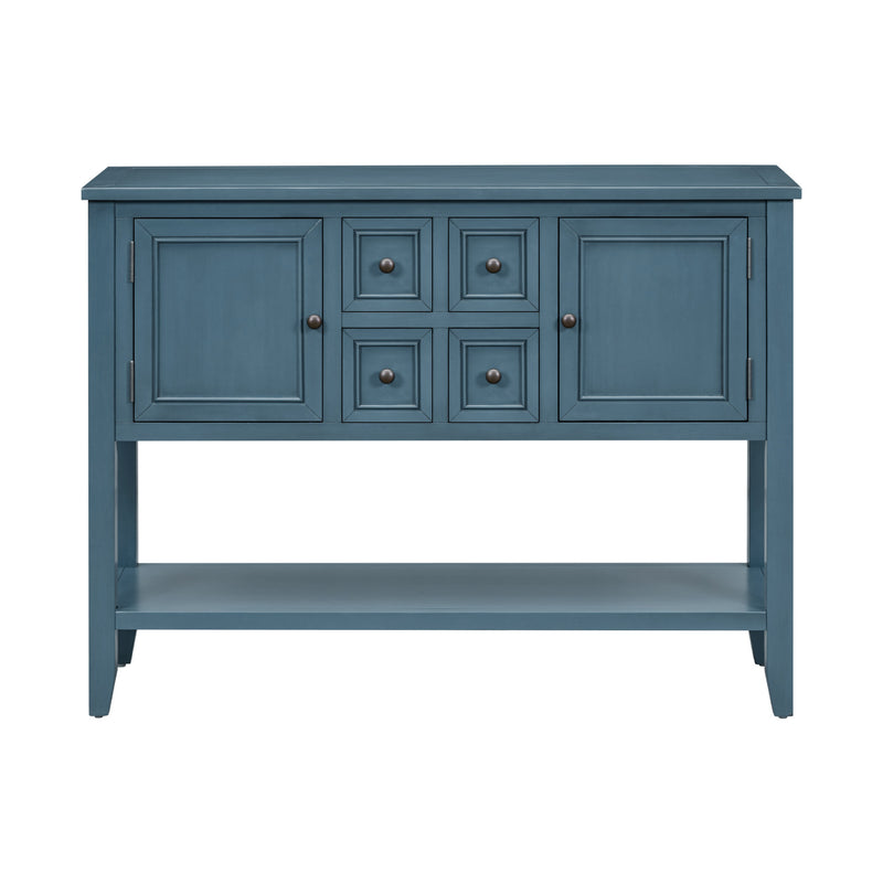 Supfirm TREXM Cambridge Series  Ample Storage Vintage Console Table with Four Small Drawers and Bottom Shelf for Living Rooms, Entrances and Kitchens (Light Navy, OLD SKU: WF190263AAH)