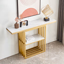 Supfirm Modern Console Table, Metal Frame with Adjustable foot pads for Entrance, Corridor, Living room & Office.(Gold)